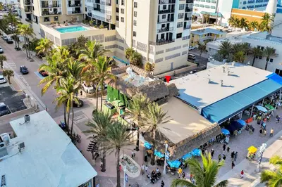an overhead view of a city with palm trees and buildings at Beach Efficiency - Hollywood Beachfront and Broadwalk in Hollywood