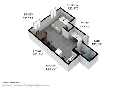 a diagram of a floor plan of a house at Charming Large Studio Near Ocean Dr - South Beach in Miami Beach