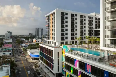 a view of a building with a swimming pool at Wynwood 1br w gym pool wd nr shops bars MIA-34 in Miami