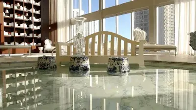 a room with a table and chairs and a large window at Modern High Rise One Bedroom at Icon Brickell (W) in Miami