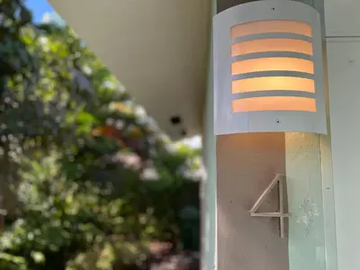 a close up of a lightswitch on a building at Villa Michloe - Steps from Wilton Drive in Fort Lauderdale