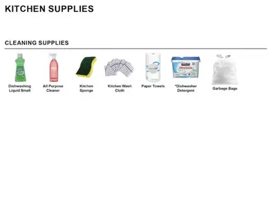 a screenshot of the kitchen supplies page of a website at 16 GUESTS LUXURIOUS SOUTH BEACH SUITE WITH ROOFTOP 2 in Miami Beach