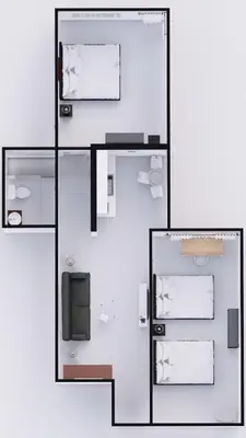 a floor plan of a small white room with at Hotel Belleza in Miami Beach