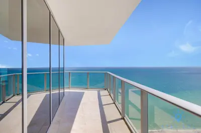 a view of the ocean from the balcony of a building at Oceanview Luxury 3BR Sky Home Amaizing Pool in Hollywood
