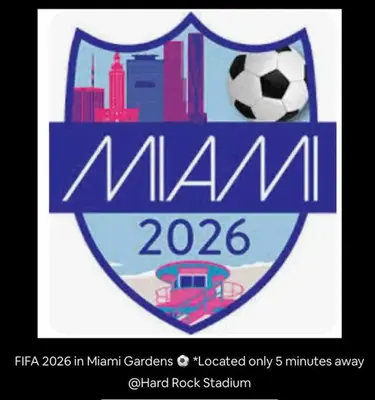 a logo for a soccer team with a soccer ball at King Bed, 3 miles to Stadium in Miami Gardens