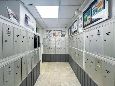 a row of lockers in a locker room at Bayshore Bliss, Cozy with Water Views of Miami Bay in Miami Beach