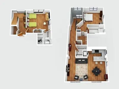 a rendering of a floor plan of a condo at The Netherland by MIAMI BEACH OCEAN RENTAL in Miami Beach