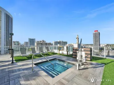 a swimming pool on the roof of a building at Spectacular ocean and beach view in Hollywood