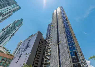 a tall building with a mural on the side of it at Downtown Miami 2Br 2Bath Oasis Bayside & Port of Miami Minutes Away in Miami