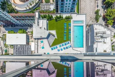 an aerial view of a building in a city at Downtown Miami 2Br 2Bath Oasis Bayside & Port of Miami Minutes Away in Miami