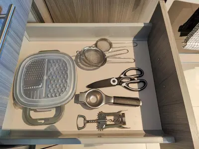 a drawer with a box with tools in it at Stylish 1-Bedroom Getaway Apt- pool & gym in Miami