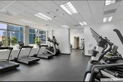 a gym with treadmills and cardio equipment in a building at Spacious 36th FLR 1 BD 1 BT • Brickell • Bay View in Miami