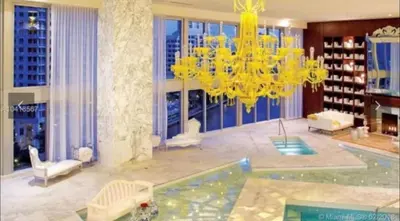 a large room with a chandelier in a building at Lovely 1BR W Icon Brickell-FREE SPA in Miami