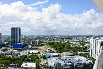 an aerial view of a city with tall buildings at Beautiful apartment Miami, FL in Miami