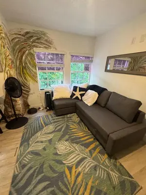 a living room with a couch and a rug at House 2 Bedrooms plus CouchBed Best Location MIami Private Parking, Laundry, Storage for Luggage in Miami