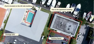 a map of a parking lot with cars parked at Mahalo Isles Apartments by Rocketstay in Fort Lauderdale