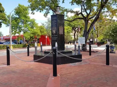 a statue in a park with a chain around it at B6 Best Value on Private Bedroom with Private Bathroom in Little Havana, Miami in Miami