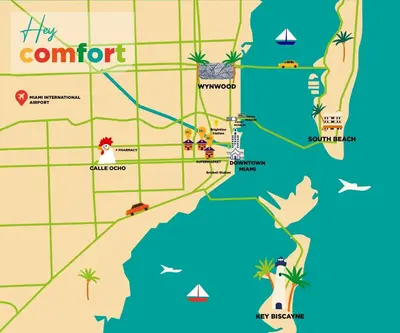 a map of the coronado resort and casino at Vibrant Little Havana Apt with Parking in Miami
