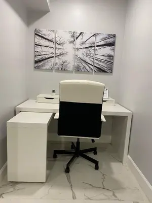 an office with a white desk with a white chair at Mazor luxury one bedroom vacation Home in Fort Lauderdale