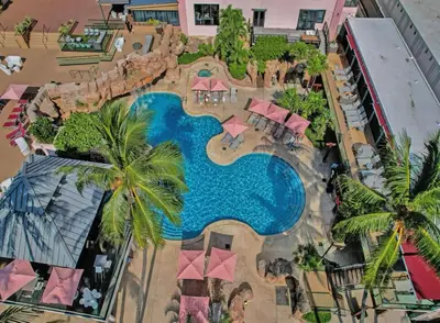 an aerial view of a resort with a swimming pool at AK414- Miami Beach Apt at Oceanfront Resort in Miami Beach