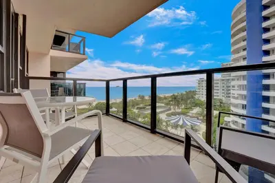 a balcony with a view of the ocean at Oceanfront Beach Retreat Beach Service 905 in Miami Beach