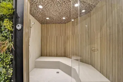 a sauna is shown with a glass wall at High Floor Miami Beach Pool Beach Service 1219 in Miami Beach