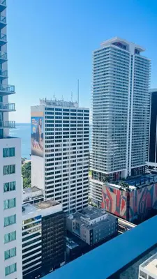 a view of a city skyline with tall buildings at Sky-High oasis Large Studio POOL & GYM in Miami