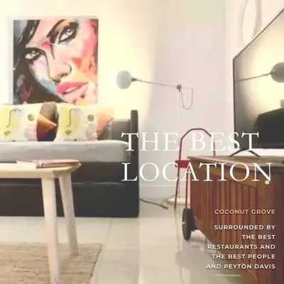 a living room with a couch and a table at GroveO4 10 min from the Beach in Miami