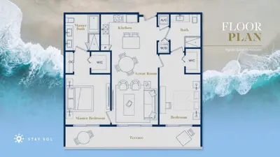 a floor plan of a house on the beach at Luxury 2 Br Oceanfront Balcony Beautiful Amenities in Hollywood