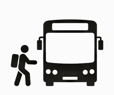 a bus with a person walking next to a bus at B06 5 min from beach studio Midtown in Miami