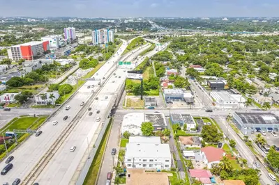 an aerial view of a city with a street at Stylish Lux Apt 5 min walking to Design District apt 7 in Miami