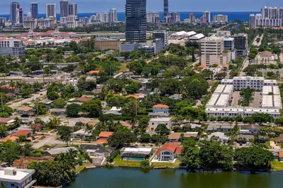 an aerial view of a city with a body of water at Waterfront Pool & Amazing Location - WOW in Miami