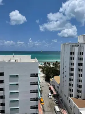 an aerial view of a building and the ocean at 1401- Stylish 1BR& 2BA with Breathtaking Ocean Views in Miami Beach