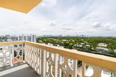 a balcony with a view of the city at 1505- Downtown Miami Bay View Retreat with 1BR & 1BA in Miami Beach
