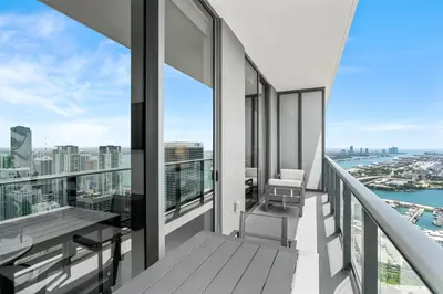 an apartment balcony with a view of the city at 5108Great Penthouse, Bay view, in the heart of MIAMI in Miami