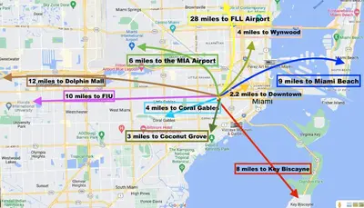 a map of the city of los angeles at Coco Sol 3 by MyMiamiStay in Miami