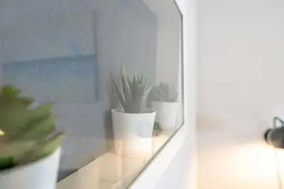 two potted plants sitting on a window sill at 7130 Costa Boutique in Miami Beach
