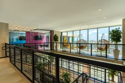 a building with a balcony with a view of the city at The Bayfront VII in Miami