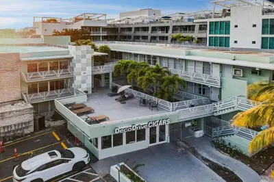 an overhead view of a building with a parking lot at Escape 2 Beach, Ocean Dr Deco Apt with 2 Queen beds in Miami Beach