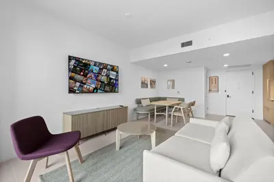 a living room with a couch and a table at Free Parking! Luxury Condo in Downtown Miami in Miami