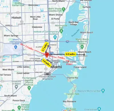 a map of the united states with a red line connecting cities at Newly Remodeled full Apartment in Miami