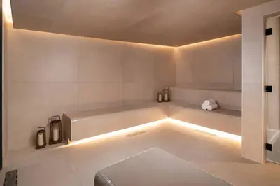a room with a tub with lights on the floor at Magic Miami Penthouse Balcony, Insane Ocean & City Views Luxury,Pool,Spa,Gym in Miami