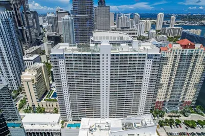 an aerial view of a large building in a city at Curated Sky Abode Ocean and City views, Sleeps 6 in Miami