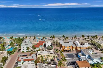 an aerial view of a city and the ocean at Sunset Oceanfront Villa in Hollywood