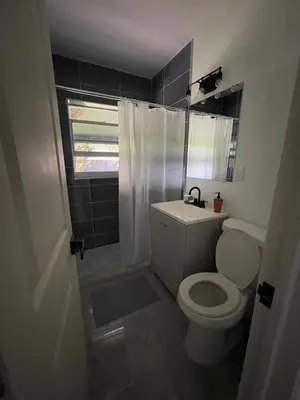 a bathroom with a toilet and a sink and a shower at HOSTEL Star in Hallandale Beach