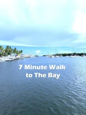 a large body of water with the words minute walk to the bay at GroveO1 10 min from the beach in Miami