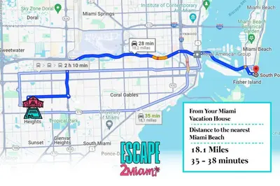 a map of the route of the freeway at Casa Mexican home - Big Pool - Hot Tub - FITS 12 in Miami