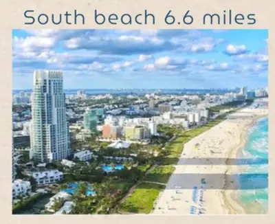 a picture of a beach with the words south beach miles at Stay Where Miami Comes Alive in Miami