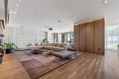 a living room with a couch and a table at On 46th Floor! Amazing Views and Free Parking in Miami