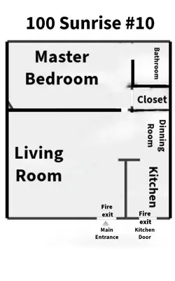 a diagram of a living room with sunrise master bedroom and a living at Key Biscayne Beach Vacation in Miami